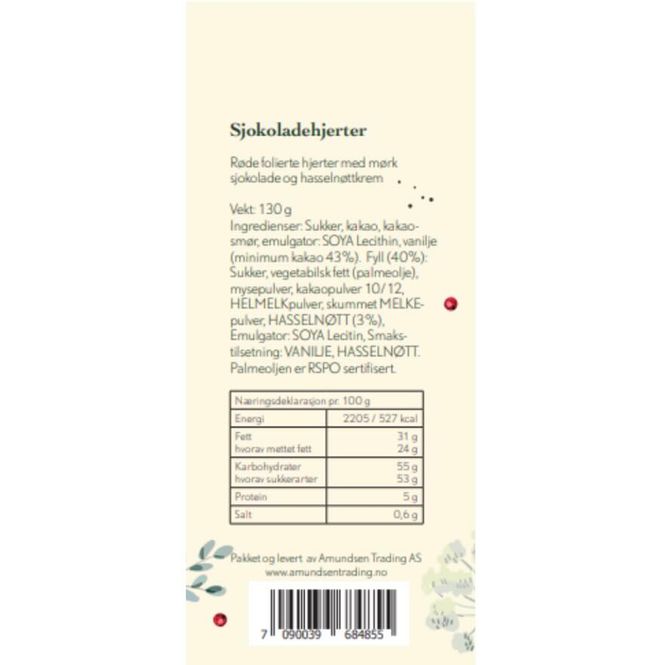 Hovedbilde Apotekets Sjokoladehjerter 130 g