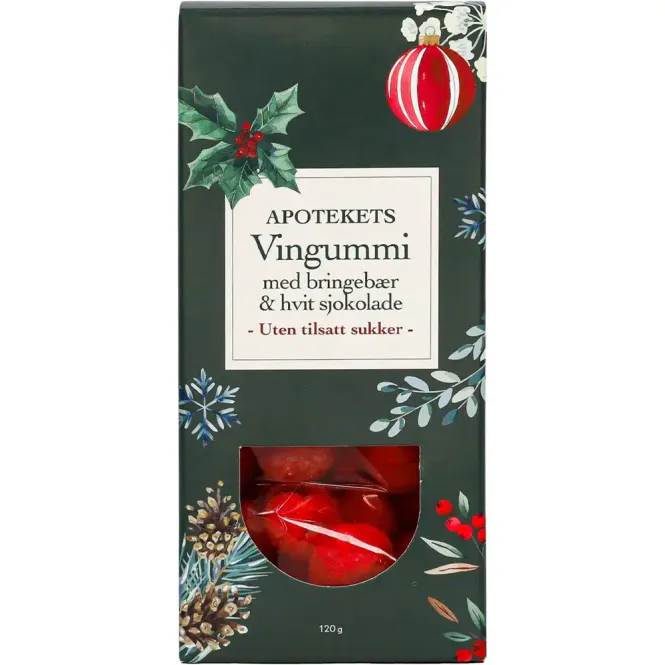 Hovedbilde Apotekets Vingummi Bringebær & Hvit Sjokolade 120 g