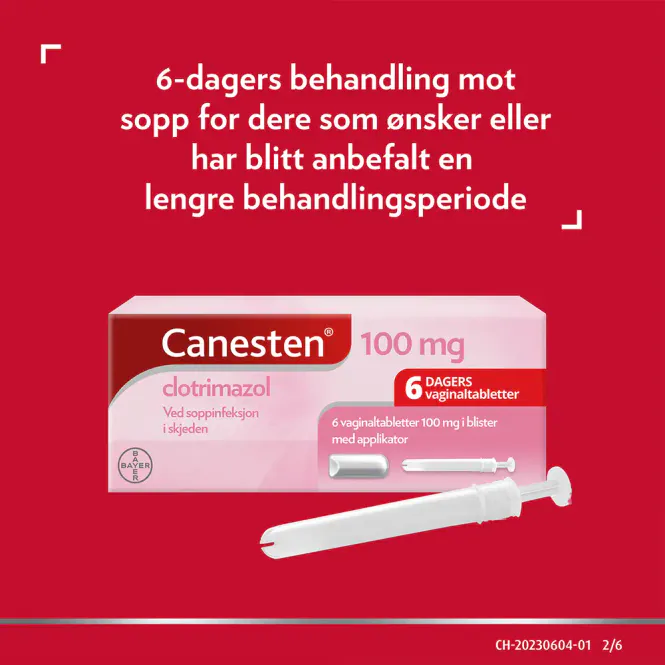 Hovedbilde Canesten 100 mg Vaginaltabletter m/Applikator 6 stk
