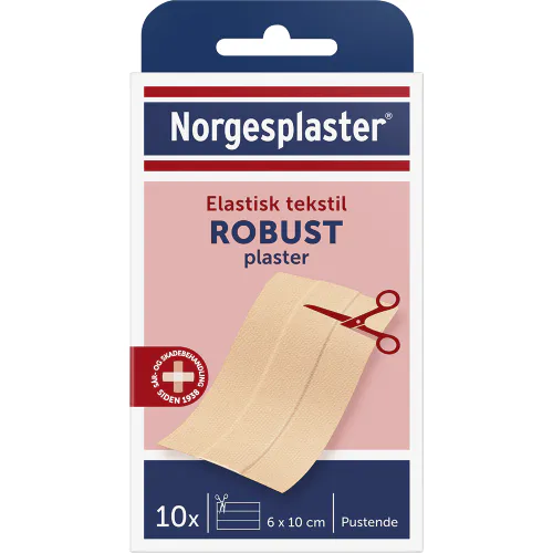 Norgesplaster Tekstil Robust Plaster 6 x 10 cm 10 stk