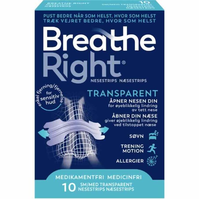 Hovedbilde Breathe Right Transparent Nesestrips S/M 10 stk