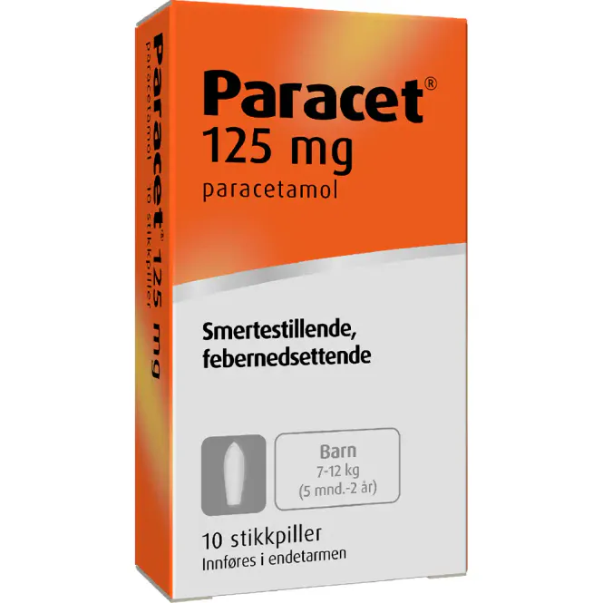 Hovedbilde Paracet Stikkpiller 125 mg 10 stk