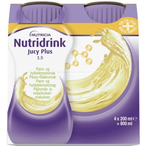 Nutridrink Jucy Plus Pære og Hylleblomst 4 x 200 ml