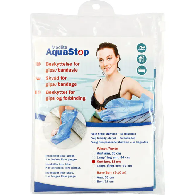 Hovedbilde Aquastop Dusjbeskyttelse Voksen Ben Kort 1 stk