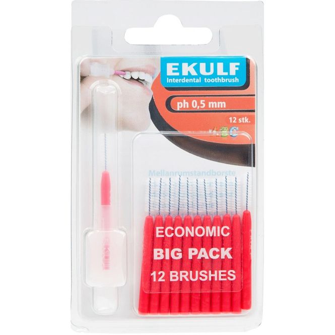Hovedbilde Ekulf Mellomrombørster pH 0,5 mm Rød 12 stk