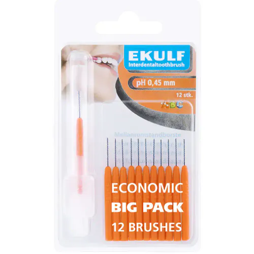 Ekulf Mellomrombørster pH 0,45 mm Oransje 12 stk