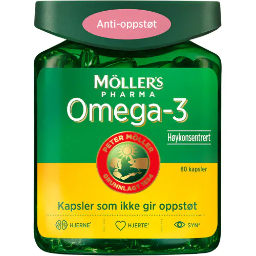 Møllers Pharma Omega-3 Anti-Oppstøt Kapsler 80 stk
