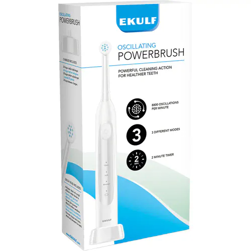 Ekulf PowerBrush Elektrisk Tannbørste Hvit 1 stk