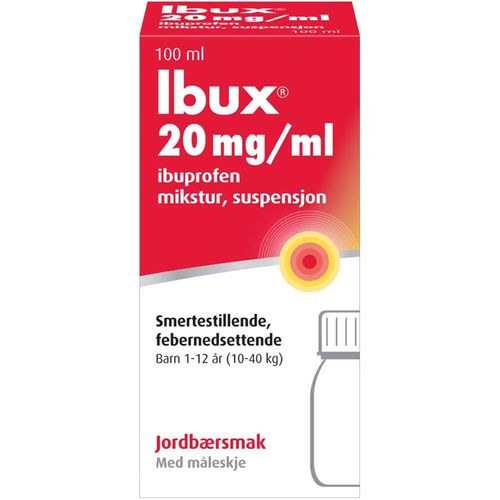 Ibux Mikstur 20 mg/ml Jordbær 100 ml