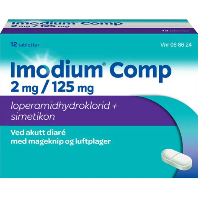 Hovedbilde Imodium Comp 2 mg/125 mg Tabletter 12 stk