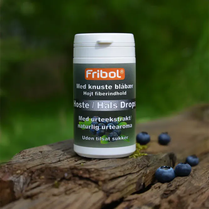 Hovedbilde Fribol Sukkerfri Hoste/Hals Drops Blåbær 60 g