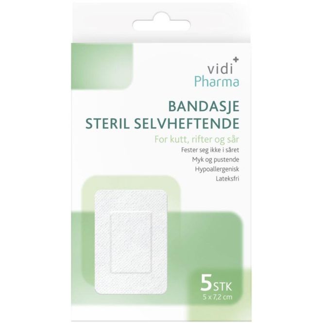 Hovedbilde Vidi Pharma Bandasje Steril Selvheftende 5 x 7,2 cm 5 stk 