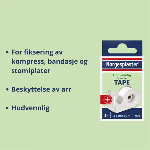Norgesplaster Scanpor Hvit Bandasjetape 2,5 cm x 10 m 1 stk