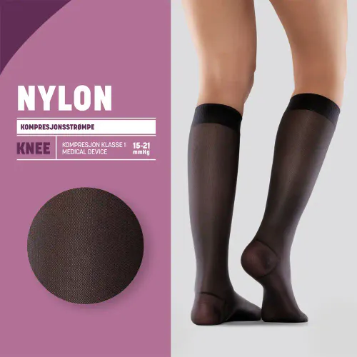 Mabs Nylon Kompresjonsstrømpe Kne Sort L 1 Par