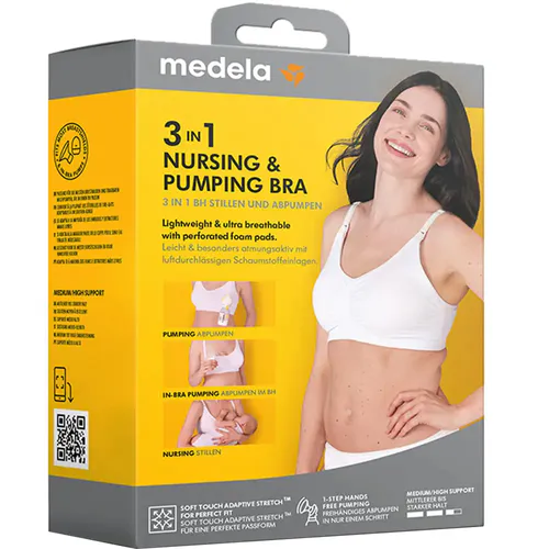 Medela 3-i-1 Amme- og Pumpe-BH Hvit XL 1 stk