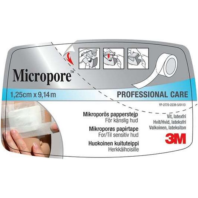 Hovedbilde Micropore Kirurgisk Tape Hvit 1,25 cm x 9,14 m 1 stk