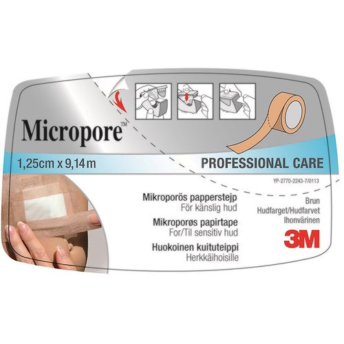 Micropore Kirurgisk Tape Brun 1,25 cm x 9,14 m 1 stk