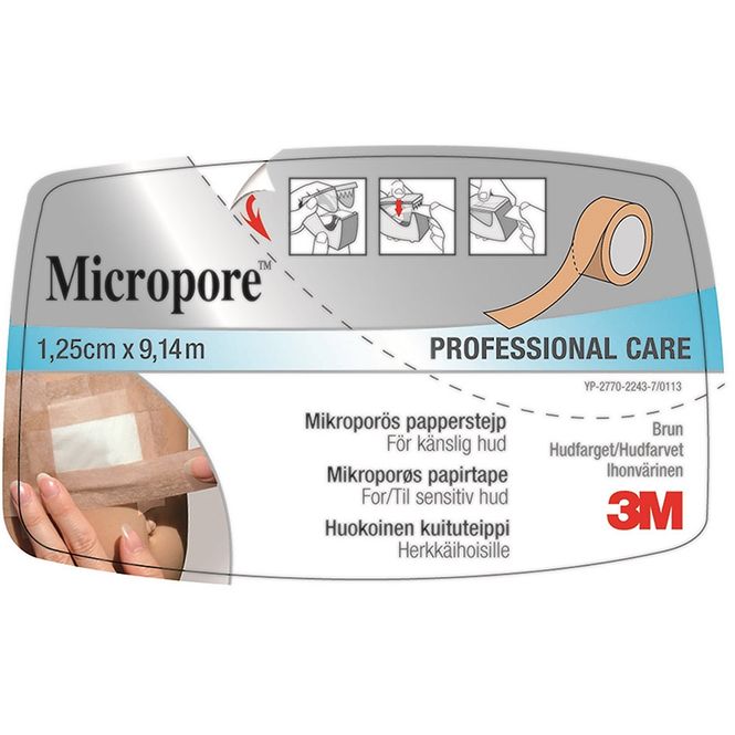 Hovedbilde Micropore Kirurgisk Tape Brun 1,25 cm x 9,14 m 1 stk