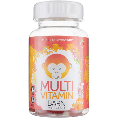 Monkids Multivitamin Barn Jordbær 60 stk