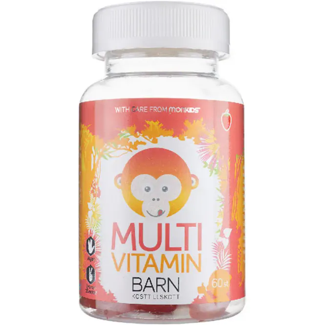 Hovedbilde Monkids Multivitamin Barn Jordbær 60 stk