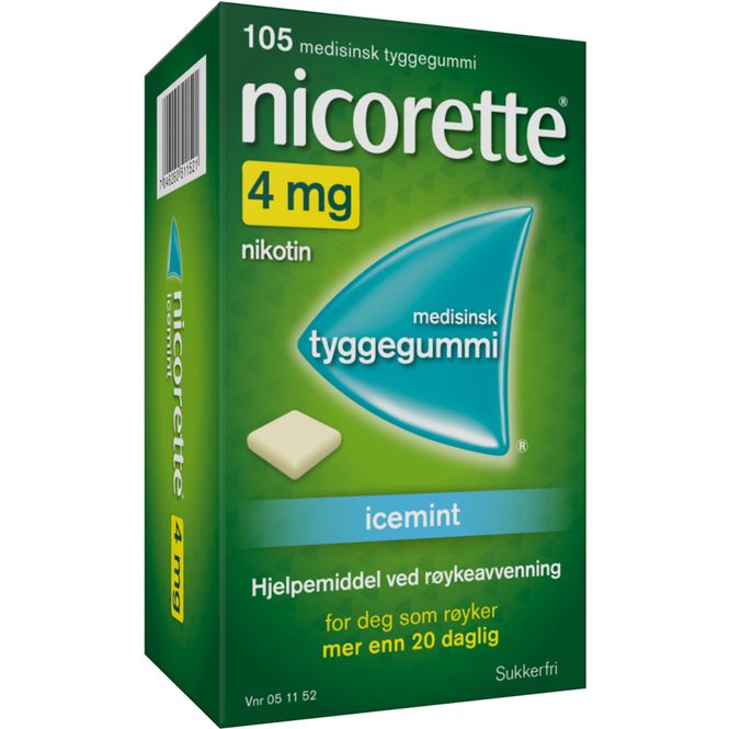Hovedbilde Nicorette Tyggegummi 4 mg Icemint 105 stk