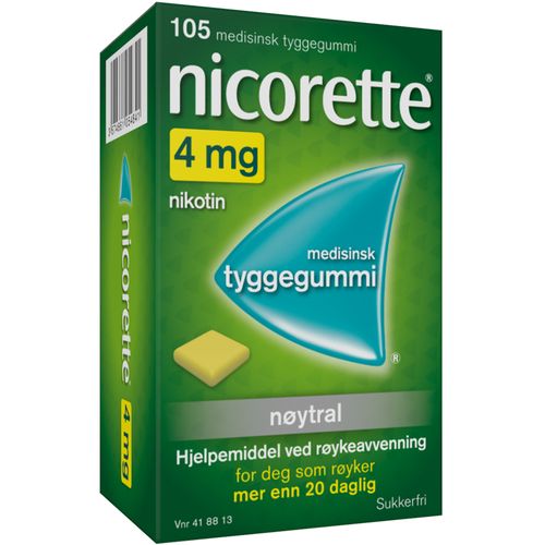 Nicorette Tyggegummi 4 mg Nøytral 105 stk