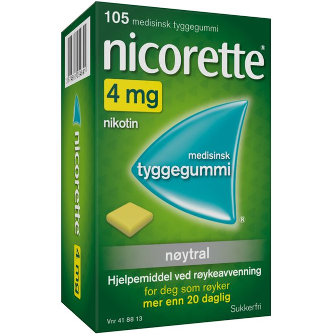 Hovedbilde Nicorette Tyggegummi 4 mg Nøytral 105 stk