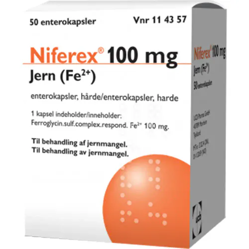 Niferex 100 mg Jern Enterokapsler 50 stk