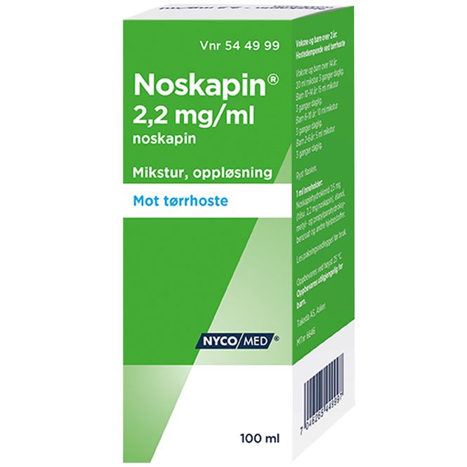 Hovedbilde Noskapin 2,2 mg/ml Hostemikstur 100 ml