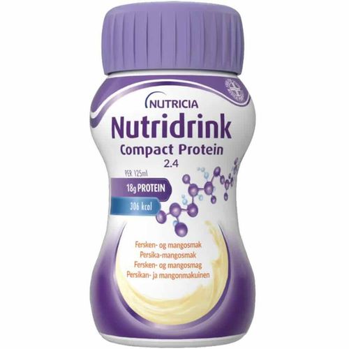 Nutridrink Compact Protein 2,4 Næringsdrikk Fersken/ Mango 4 x 125 ml