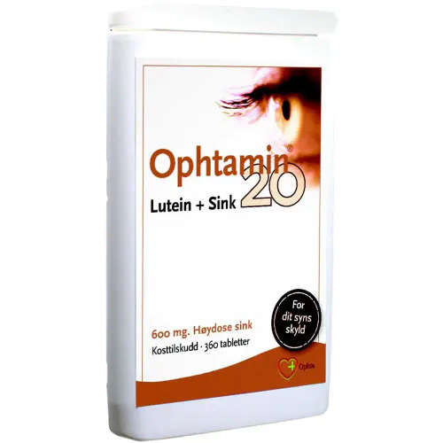 Ophtamin 20 Lutein + Sink Tabletter 360 stk
