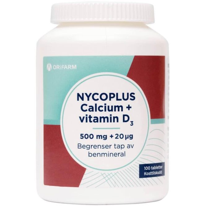 Hovedbilde Nycoplus Calcium m/ D3-vitamin 20 mcg Tabletter 100 stk