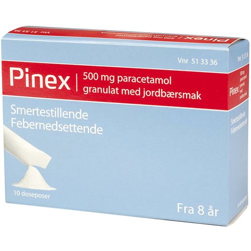 Pinex Granulat 500 mg Jordbær 10 doseposer