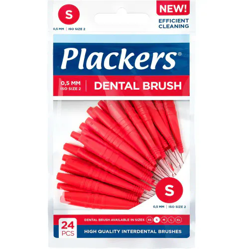 Plackers Dental Brush 0,5 mm Rød S 24 stk