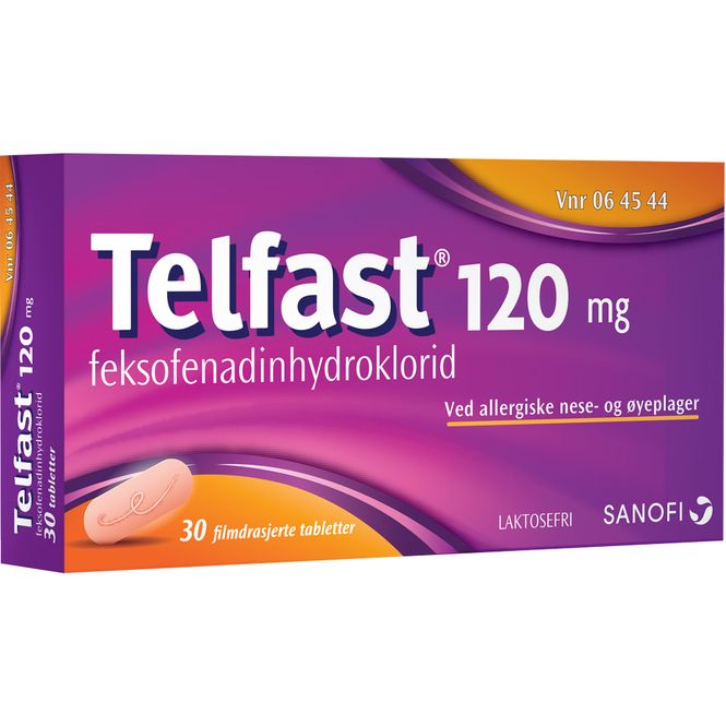 Hovedbilde Telfast 120 mg 30 stk ved allergiske øye og neseplager