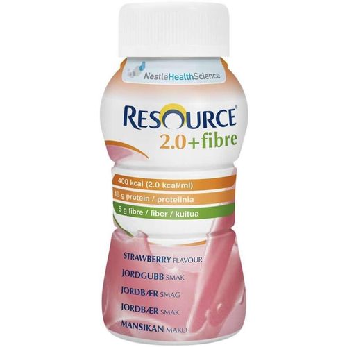Resource 2.0+Fibre Næringsdrikk Jordbær 4x200 ml