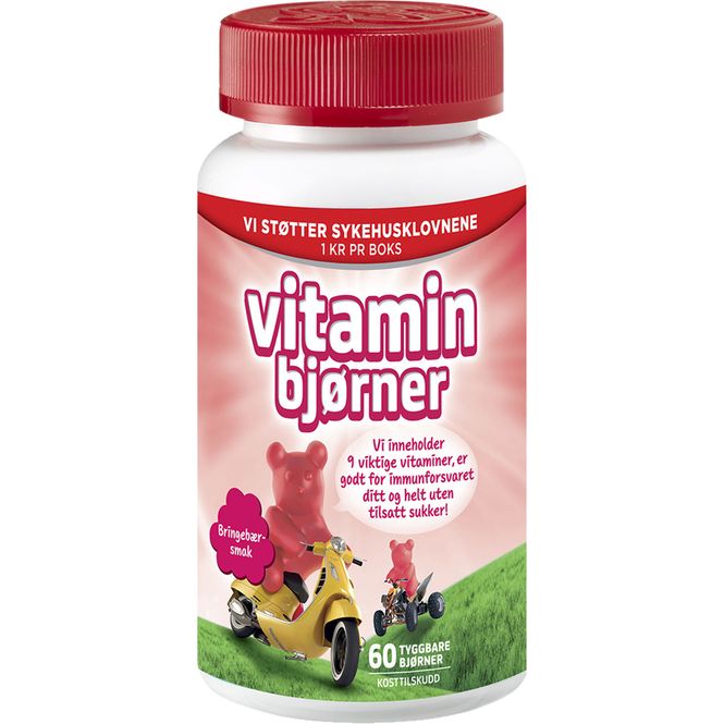 Hovedbilde Vitaminbjørner Bringebær 60 stk