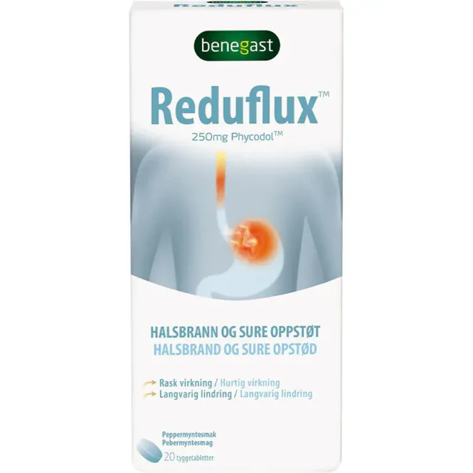 Hovedbilde Benegast Reduflux 250 mg Tyggetabletter 20 stk