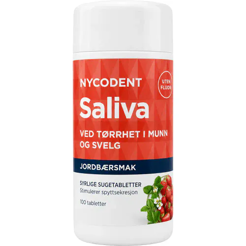 Nycodent Saliva Sugetabletter Jordbær 100 stk