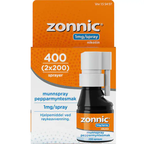 Zonnic Munnspray Peppermynte 1 mg/Spray 2 x 200 Doser