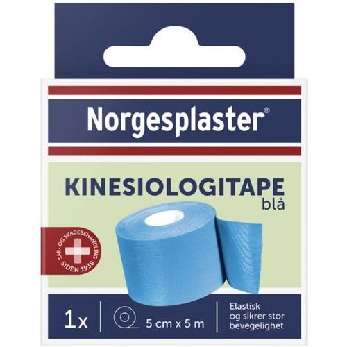 Norgesplaster Kinesiologi Tape 5 cm x 5 m Blå 1 stk