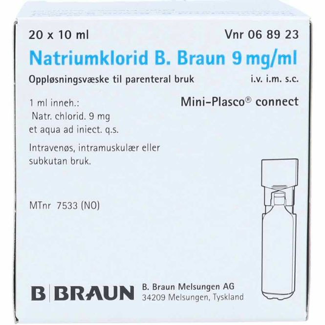 Hovedbilde B. Braun Natriumklorid 9mg/ml Injeksjon Plastampuller 20x10 ml