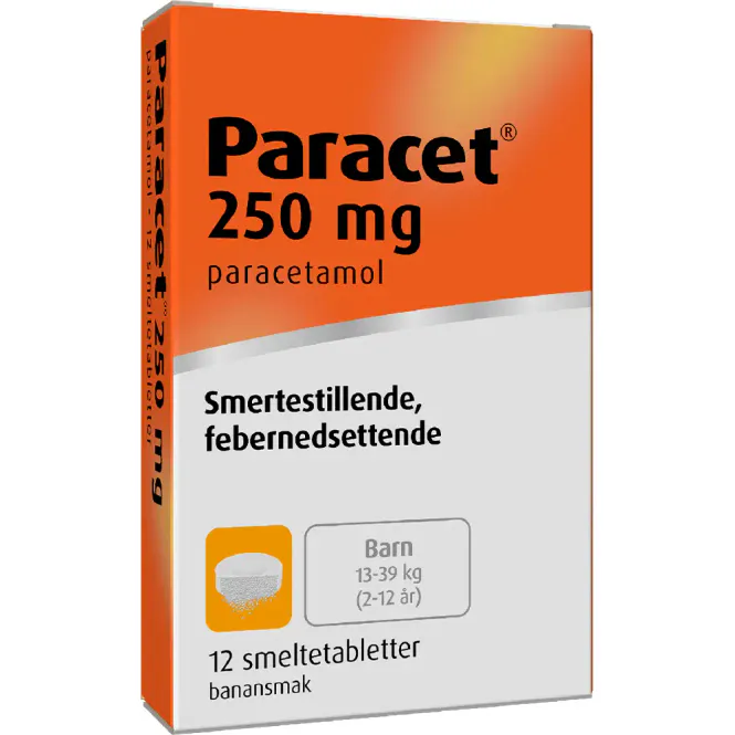 Hovedbilde Paracet Smeltetabletter 250 mg 12 stk