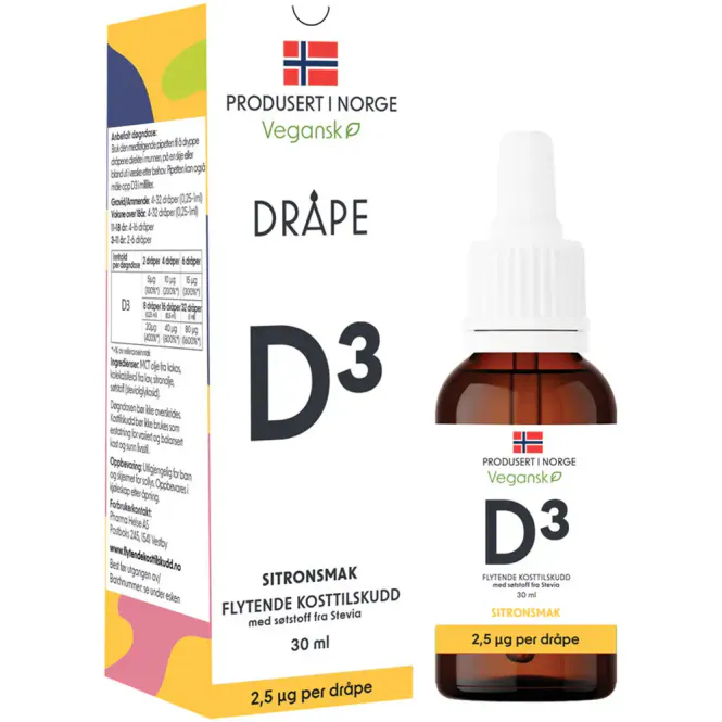 Hovedbilde Dråpe Vegansk D3-Vitamindråper Sitron 30 ml