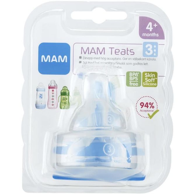 Hovedbilde Mam Teat 3 Flaskesmokk 4 mnd+ 2 stk