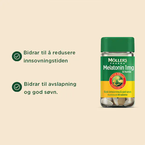 Møllers Pharma Melatonin 1 mg & Humle Tabletter 60 stk