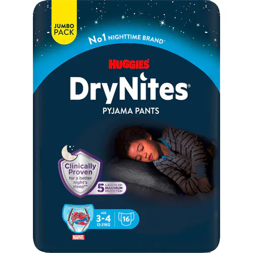 DryNites Bleie Gutt 3-4 år 16 stk