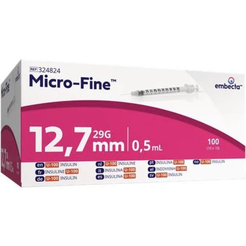 Embecta Micro-Fine Insulinsprøyter 0,5 ml 12,7 mm 100 stk