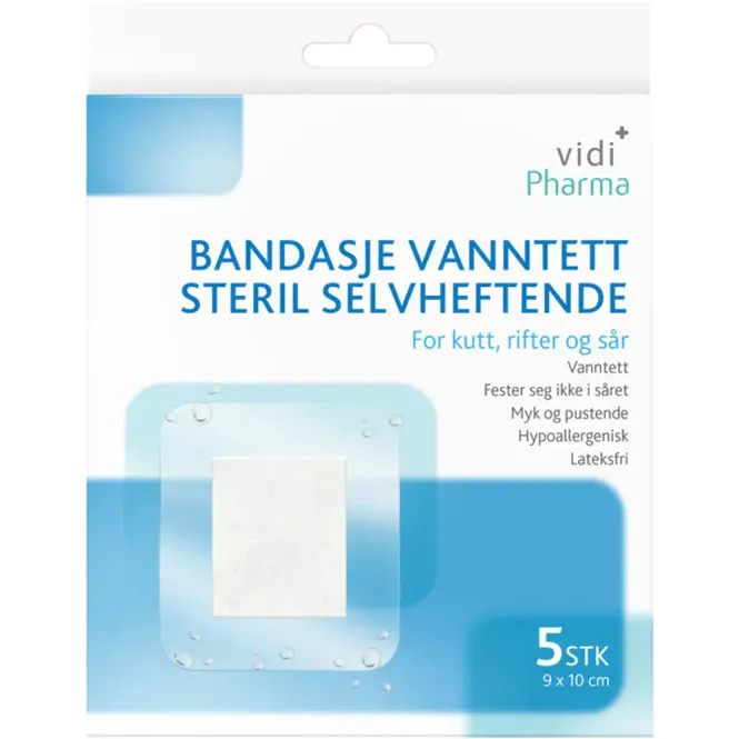Hovedbilde Vidi Pharma Bandasje Vanntett Steril Selvheftende 9 x 10 cm 5 stk