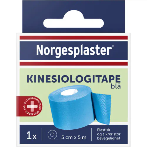 Norgesplaster Kinesiologi Tape 5 cm x 5 m Blå 1 stk